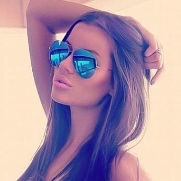 Mirrored Blue Shift Aviator Sunnies - Picture 2 of 3